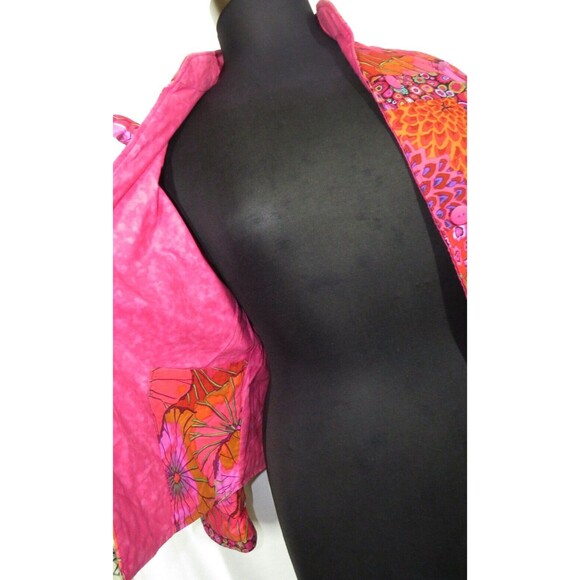 Women's Pink Multi Bright Bold Floral Patchwork Jacket Size M - Picture 8 of 9